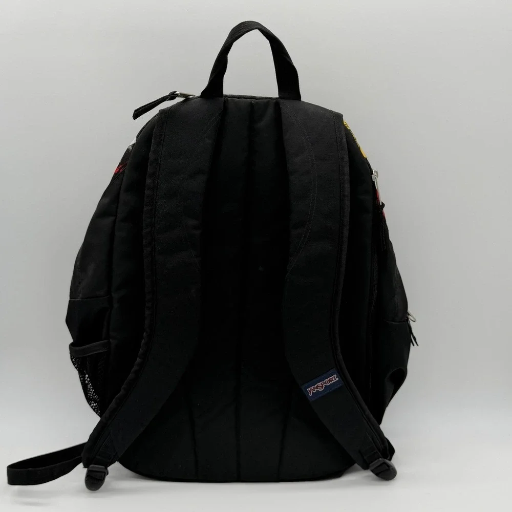 JanSport Black Multicolor Graphic Backpack School Bag Floral Red Yellow Blue